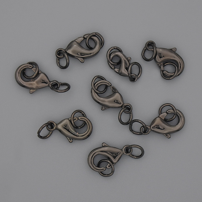 Verschlusskarabiner 12×6 mm, schwarze Metallfarbe