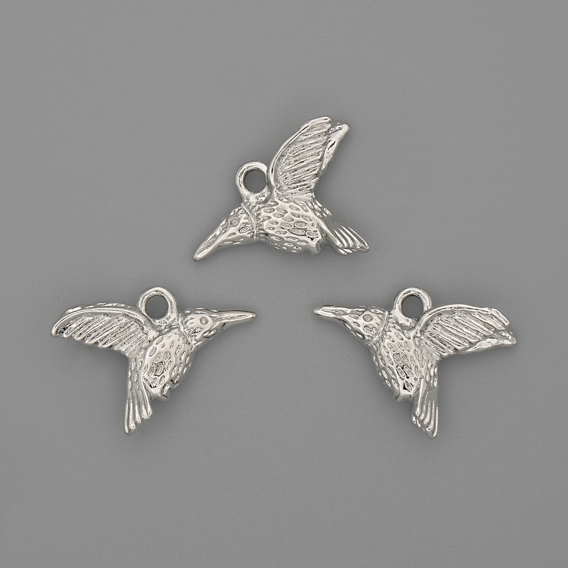 Anhänger Kolibri 19×15 mm ± silberfarbenes Metall