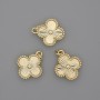 Anhänger Kleeblatt 14×14 mm, Länge ca. 17 mm, goldfarbenes Metall