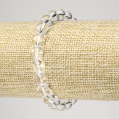 Bergkristall-Armband, glatte Kugeln, Durchmesser ca. 8 mm, Länge ca. 18 cm, Elastikarmband