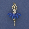 Brosche-Anhänger »Ballerina« mit weißen Strasssteinen, goldfarbenem Metall, 50×28 mm