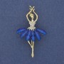 Brosche-Anhänger »Ballerina« mit weißen Strasssteinen, goldfarbenem Metall, 50×28 mm