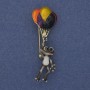 Brosche-Anhänger Frosch mit Luftballons, Emaille, goldfarbenes Metall, 48 × 17 mm +
