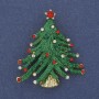 Brosche-Anhänger Weihnachtsbaum grün emailliert, Strass, goldfarbenes Metall 43×37 mm +