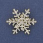 Brosche-Anhänger Neujahrs-Schneeflocke mit weißen Strasssteinen, goldfarbenes Metall, 34 mm +