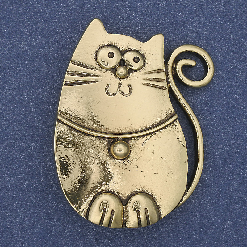 Katzenbrosche Anhänger aus goldfarbenem Metall 45×33 mm+