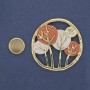 Magnetbrosche Baum, goldfarbenes Metall, Emaille, 50 mm+