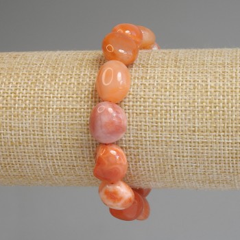 Armband aus Karneol, facettiert, Durchmesser 11–14 × 11–12 mm, Länge ca. 18 cm, elastisch