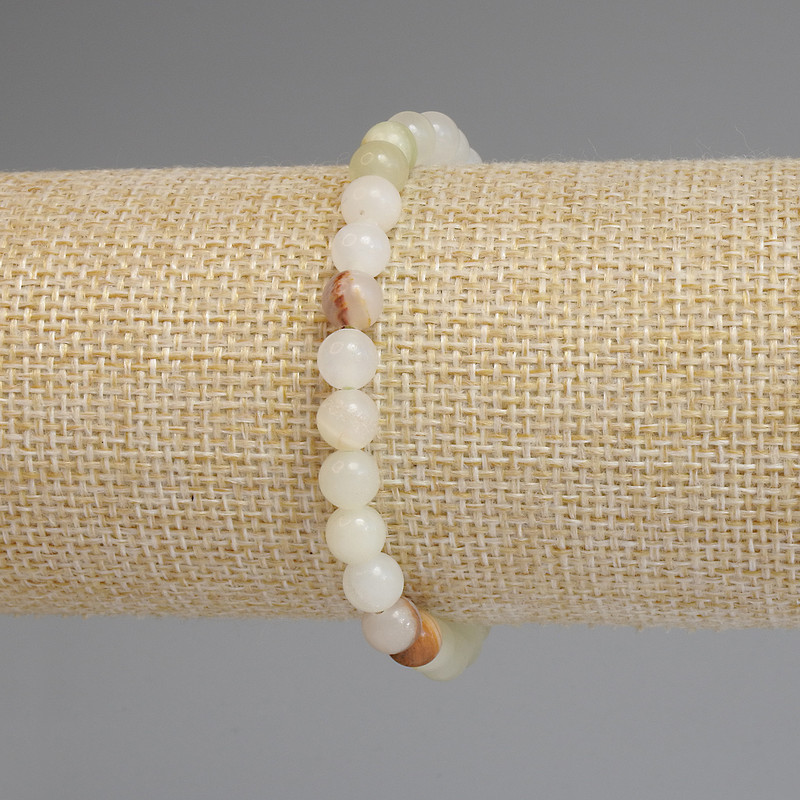 Onyx-Armband, glatte Kugeln 6 mm, Länge ca. 18 cm, Elastikarmband