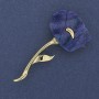 Brosche Mohnblume, blauer Perlmutt, goldfarbenes Metall, 63 × 32 mm ±