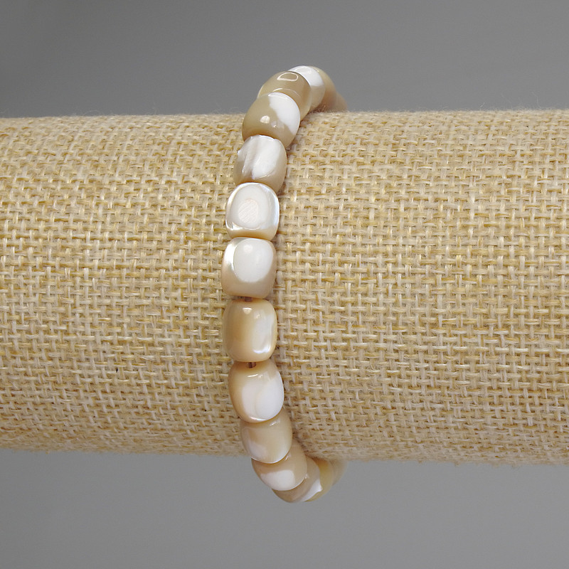 Armband aus Perlmutt, Barrel-Perlen, Durchmesser 8×7,5 mm, Länge 18 cm Stretch