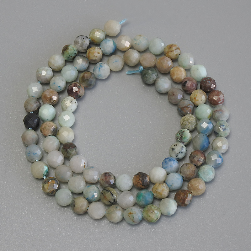 Chrysokoll- und Lazurit-Perlen, facettierte Kugeln auf Schnur, Durchmesser 4–5 mm, Länge ca. 40 cm+