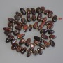 Tigerauge-Perlen, schmetterlingsförmige Nuggets, Durchmesser 10–15×6–8 mm ±, 3 mm Seed Beads ±, Länge ca. 39 cm ± auf der Schnur