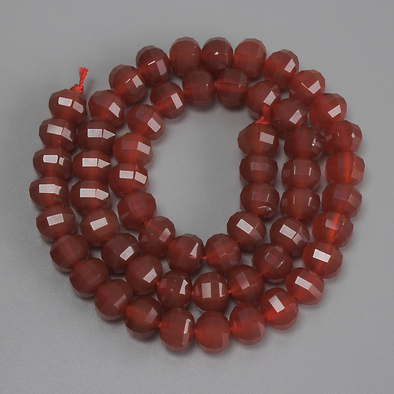 Facettierte Karneol-Rondell-Perlen, Größe 8×6 mm, ca. 37 cm lang, auf Schnur