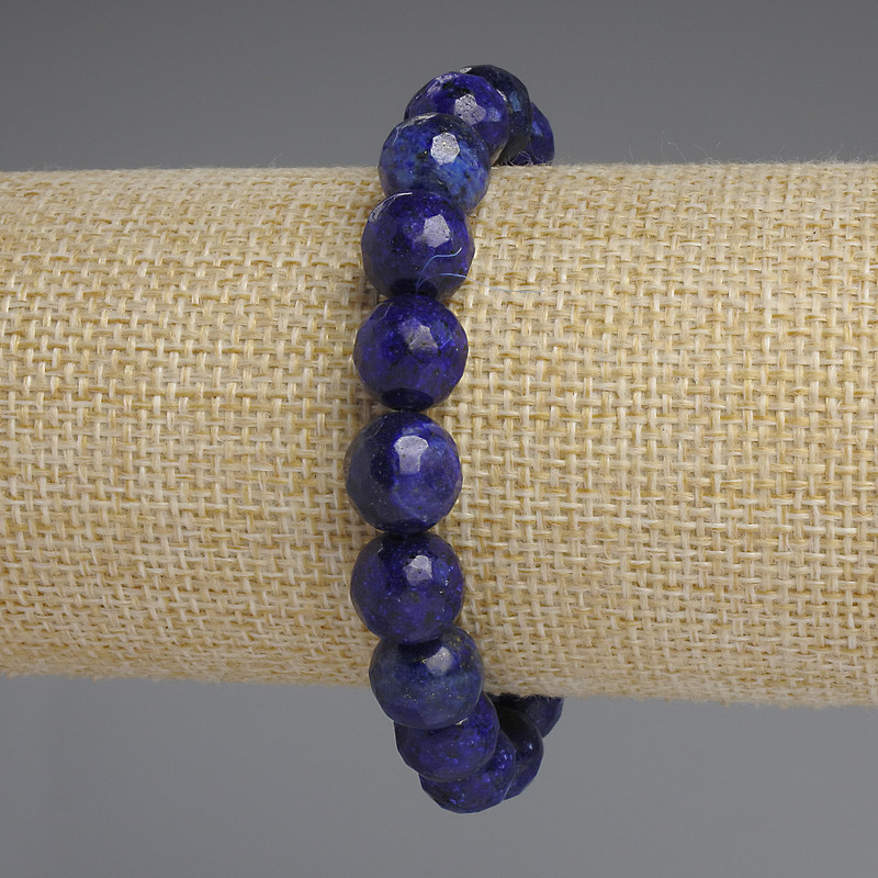 Armband aus Lapislazuli, facettierte Kugeln 10 mm, Länge ca. 18 cm, Stretch