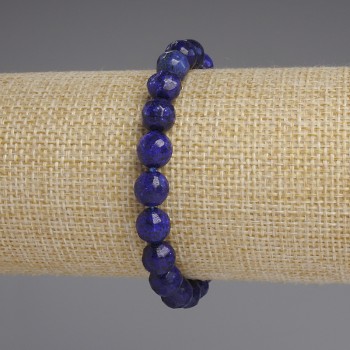 Armband aus facettiertem Lapislazuli, Kugeln 8 mm, Länge ca. 18 cm, Stretch