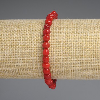 Armband aus Koralle, facettierte Korallenperlen, Durchmesser 5–6 mm, 5×5 mm ±, Länge ca. 18 cm, Stretcharmband
