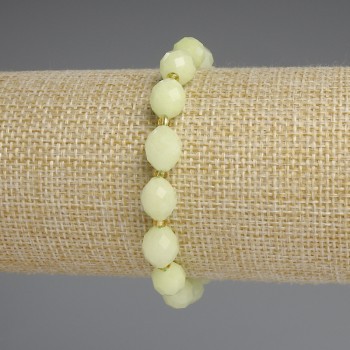 Armband aus Chrysolith Olivin, facettierte Körner 10×8 mm, 3 mm Rocailles, Länge ca. 18 cm, Stretch