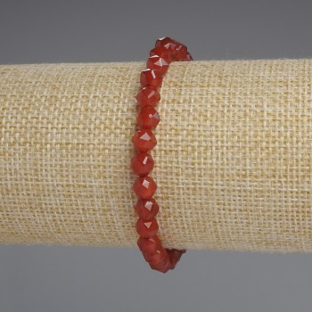 Armband aus Karneol, facettierte Kugeln, Durchmesser 6×6 mm, Länge ca. 18 cm, Elastikband