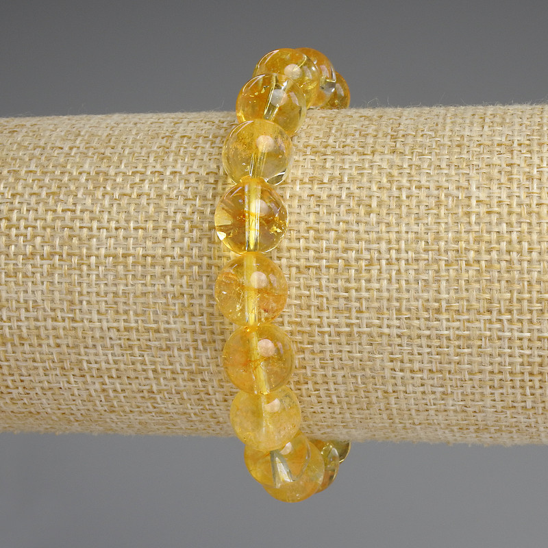 Citrin-Armband – glatte Kugeln, Durchmesser 10 mm, Länge ca. 18 cm, Stretcharmband