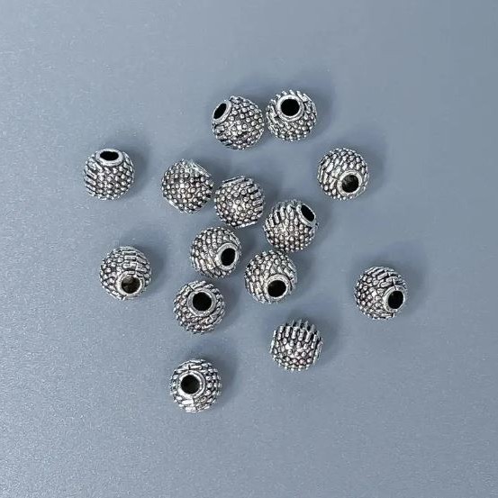 Schmuckzubehör – Perleinsatz, Farbe Silber, Durchmesser 5 × 5 mm ± Lochdurchmesser ca. 1,5 mm, Verpackung 20 g (~48 Stück)