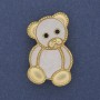Brosche/Anhänger „Bärchen“ – weißes Perlmutt, goldfarbenes Metall, 38×24 mm