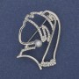 Brosche Mädchen mit dem Perlenohrring, weiße Strasssteine, silberfarbenes Metall, 39×29 mm+