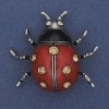 Brosche-Anhänger Sonne, rote Emaille, gelbe Strasssteine, silberfarbenes Metall, 42×47 mm+