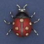 Brosche-Anhänger Sonne, rote Emaille, gelbe Strasssteine, silberfarbenes Metall, 42×47 mm+