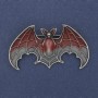 Brosche-Anhänger Fledermaus rote und graue Emaille, silberfarbenes Metall, 36×60 mm +