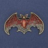 Brosche-Anhänger Fledermaus rote und graue Emaille goldfarbenes Metall 36 × 60 mm +