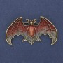 Brosche-Anhänger Fledermaus rote und graue Emaille goldfarbenes Metall 36 × 60 mm +