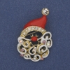 Weihnachtsbrosche »Santa« mit roter Emaille und Strasssteinen, goldfarbenem Metall 26×38 mm +
