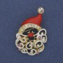 Weihnachtsbrosche »Santa« mit roter Emaille und Strasssteinen, goldfarbenem Metall 26×38 mm +