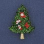 Brosche/Anhänger Weihnachtsbaum, grüne Emaille, goldfarbenes Metall, 32×42 mm +