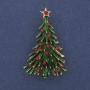 Brosche 'Weihnachtsbaum' grüne Emaille, Strasssteine, goldfarbenes Metall, 24×42 mm +