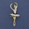 Brosche/Anhänger Ballerina, weiß emailliert, goldfarbenes Metall, 25×57 mm+