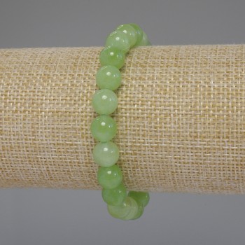 Armband aus Chrysolith Olivin – glatte Kugeln, Durchmesser 8 mm ±, Länge 18 cm Stretch