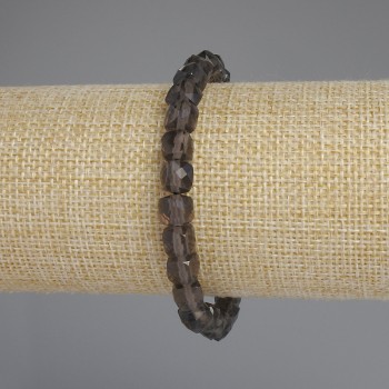 Armband aus Rauchtopas, facettierte Würfel, Durchmesser ca. 7 x 7 mm ±, Länge 18 cm ±