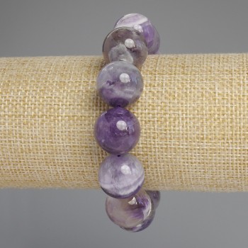 Amethyst Chevron-Armband – glatte Kugeln, Durchmesser ca. 16 mm, Länge ca. 18 cm, Stretch