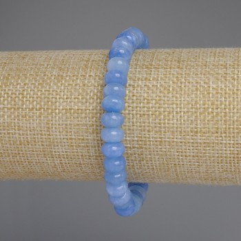 Aquamarin Rondell-Armband, Durchmesser ca. 8×4,5 mm, Länge ca. 18 cm, Stretcharmband