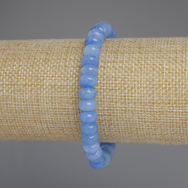 Aquamarin Rondell-Armband, Durchmesser ca. 8×4,5 mm, Länge ca. 18 cm, Stretcharmband
