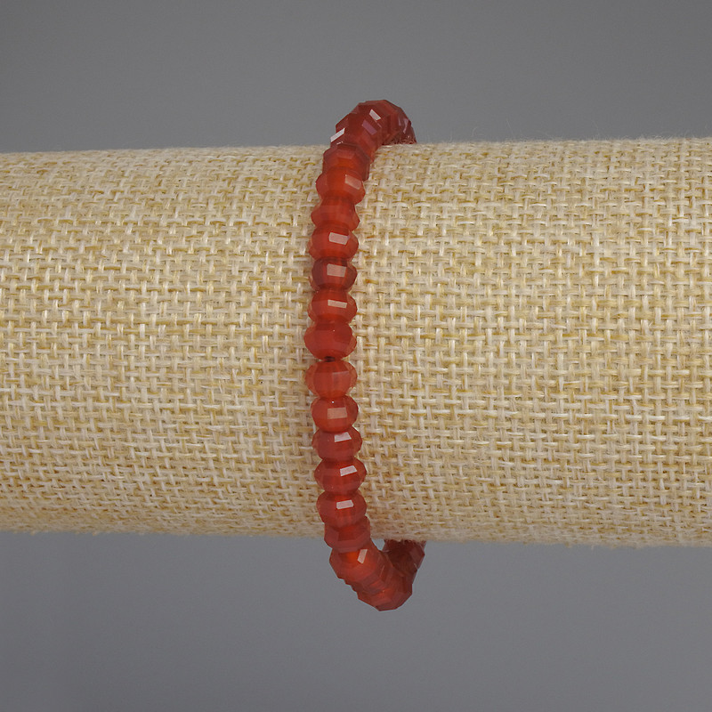 Karneol-Armband, facettierte Rondelle, Durchmesser 6×4 mm, Länge ca. 18 cm, Stretcharmband