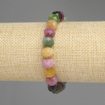 Armband aus facettiertem Turmalin, Rondell, Durchmesser 10×8 mm, Länge 18 cm, elastisch