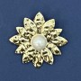 Brosche-Anhänger „Blume Perle“ – goldfarbenes Metall, 40 mm+