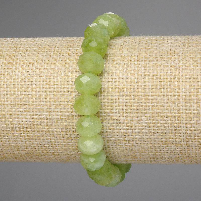 Armband aus Chrysolith (Olivin), facettierte Rondellen 10×7 mm, Länge 18 cm ±, Stretch