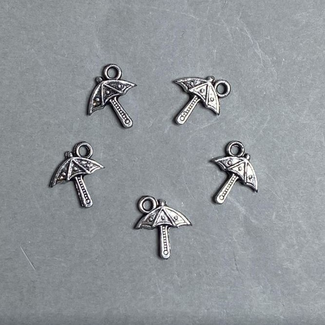 REDUZIERT! Verpackung 0,5 kg – Schmuckzubehör Anhänger Parasol Kunststoff, Farbe Dunkles Silber, Maße 18×16×3 mm ± Lochdurchmesser ca. 3 mm