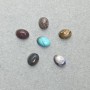 Cabochon-Fassungen Sortiment (Türkis, Jaspis, Achat, Sodalit) 8×6 mm ± 6 Stück