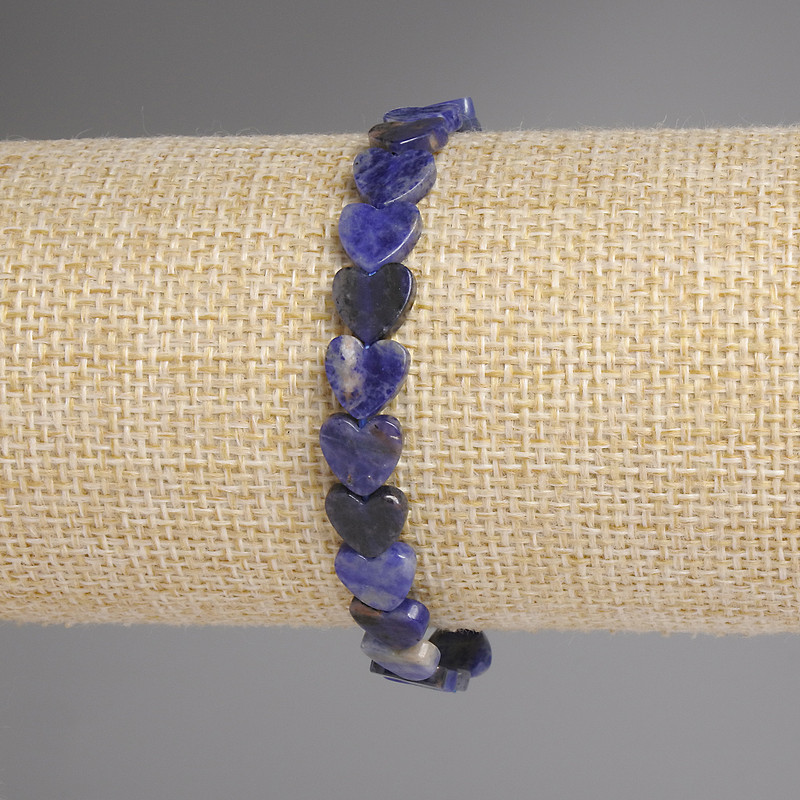 Sodalit-Herzarmband Herzform, 8 mm, Länge ca. 18 cm, Stretch