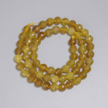 Gelbe Quarz-Perlen, facettierte Kugeln 6 mm, Länge ca. 38 cm, auf der Schnur